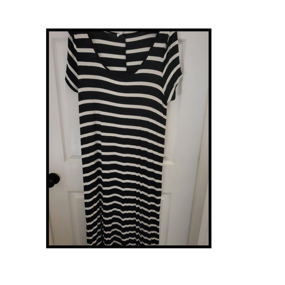 Blue and White Jersey Knit Maxi Dress Size 1x